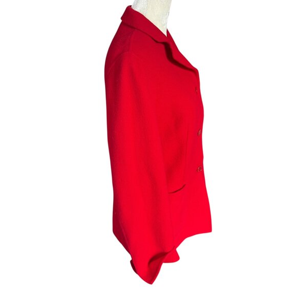 Talbots Petites red long sleeve collared button down wool blazer jacket PS - Picture 3 of 13